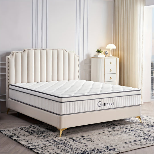 Gsleepee Full/Queen/King Size Mattress, 10inch/12inch Gel Memory Foam Topper Mattress, Individually Inner Spring Hybrid Mattresses, Medium Firm in a Box.