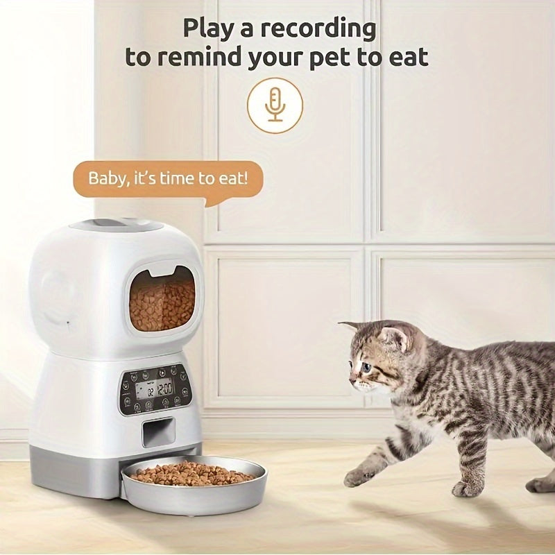 SmartServe 3.5L Pet Feeder - Timed Automatic Feeding, Visible Food Level, Easy-Clean, for Cats & Dogs