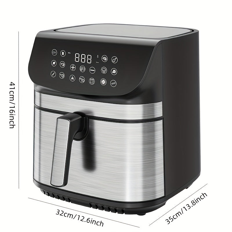9QT oil-free air fryer oven, reducing 80% fat, can enjoy crispy and delicious food, suitable for Cao tiao, pizza, beef steak, etc., specially designed for 3-4 people in households, healthy and fast food, making fast and simpl