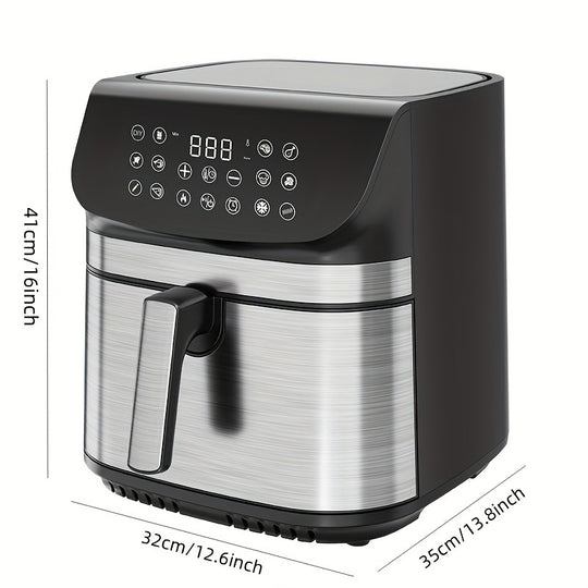 9QT oil-free air fryer oven, reducing 80% fat, can enjoy crispy and delicious food, suitable for Cao tiao, pizza, beef steak, etc., specially designed for 3-4 people in households, healthy and fast food, making fast and simpl