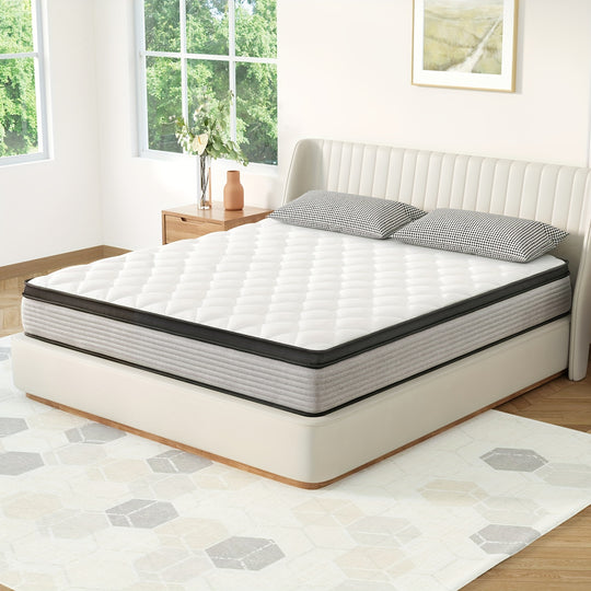 Queen Mattress, 12 Inch Hybrid Mattress In A Box With Gel Memory Foam, Fiberglass-Free Medium Firm Mattress, Individual Pocket Spring For Motion Isolation, Edge Support