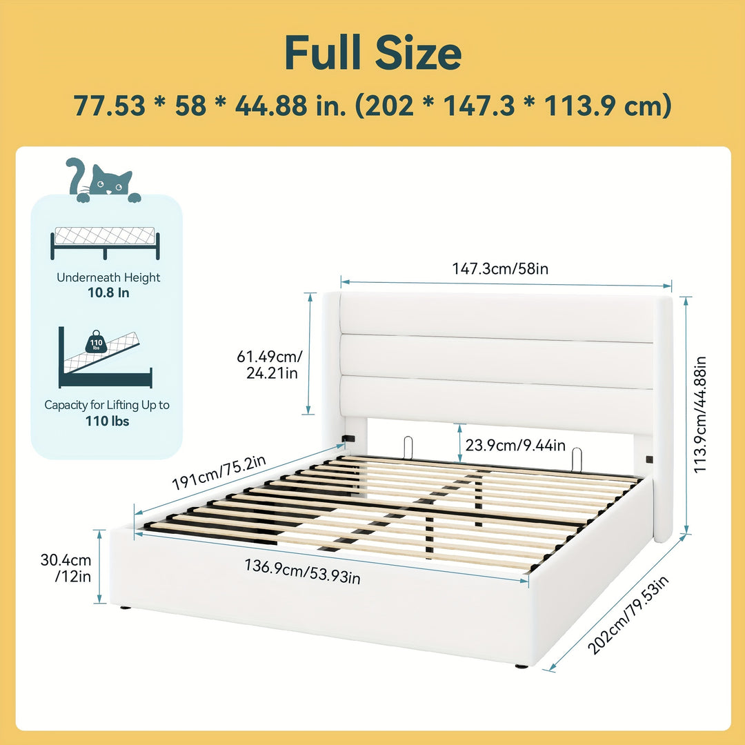 HOOMIC Lift Up Storage Bed, Hydraulic Storage, Noiseless, Full/Queen/King Size