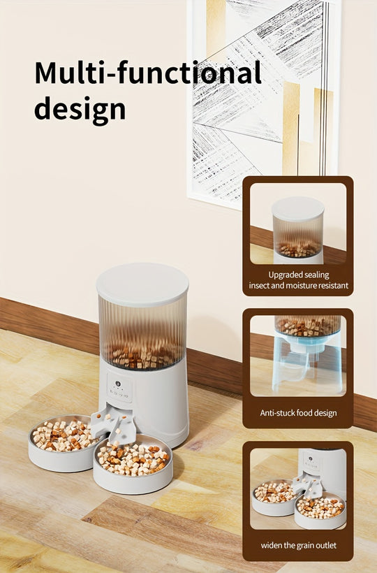 HD Camera Intelligent Pet Automatic Feeder with APP Control, Timed Feeding, Remote Voice & Video Interaction, Feeding Record Tracking, and Real-Time Updates