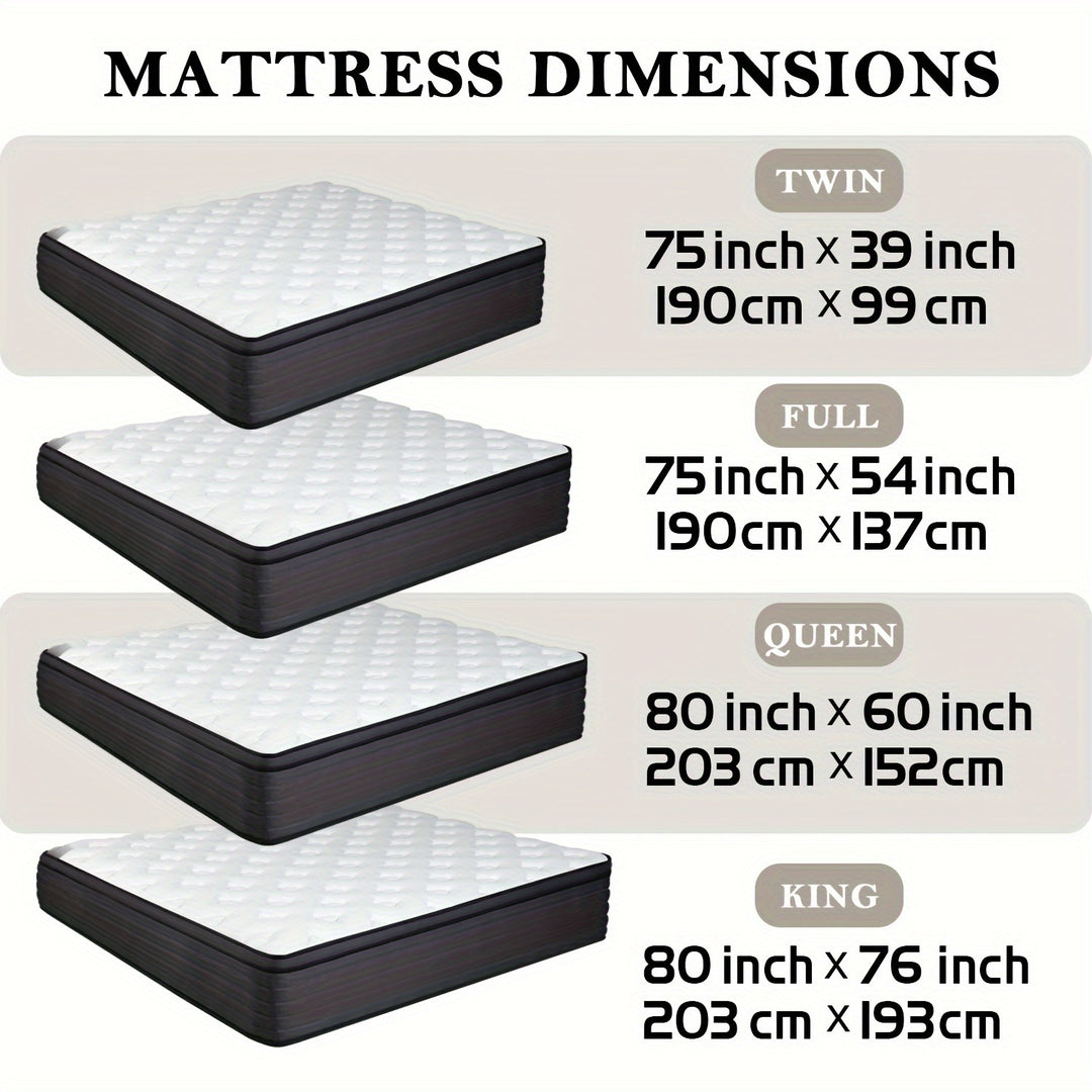 10/12/14 Inch Hybrid Mattress Pocket Spring Gel Memory Foam Twin Full Queen King In a Box