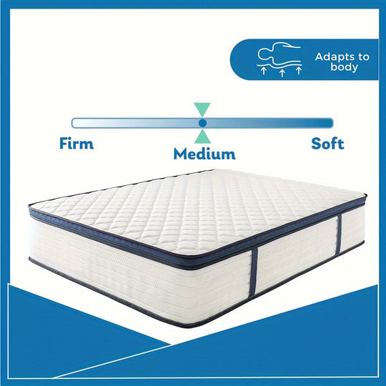 Hybrid Mattress 12"Mattress - Memory Foam & Pocket Springs, Pressure Relief, Medium Firm Comfort, Motion Isolation, Ideal for All Sleep Positions, CertiPUR-US Certified