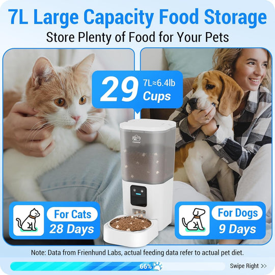 Automatic Cat Feeder with 5G WiFi: Automatic Dog Feeder Large Breed with 7L Dog Food Storage Container, Cat Food Dispenser with Alexa for Multiple Pets, Detachable for Easy Cleaning - 29 Cup