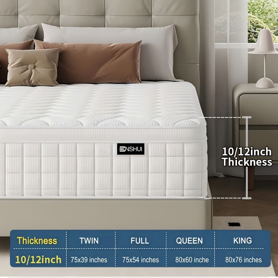 Full Size Mattress, 10/12 Inch Boxed Twin, Full, Queen, King, Size Mattress, Hybrid Memory Foam Spring Full Size Mattress, Soft Comfort Mattress