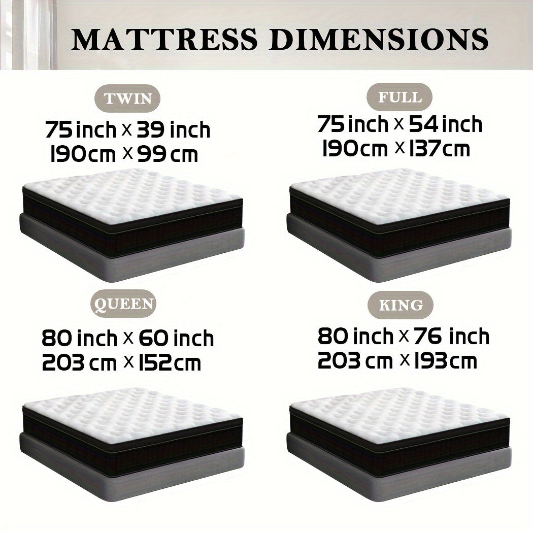 12 Inch Mattress Hybrid Spring Memory Foam Twin Full Queen King Size Medium Firm in a Box