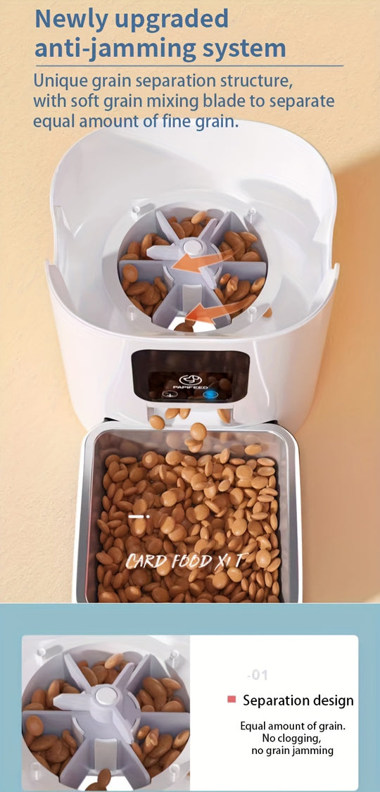 6L Large Capacity PAPIFEED Pet Intelligent Feeder - Automatic Cat Dog Food Dispenser with WiFi Timing and Dosing - Programmable, Easy to Clean, and Battery Backup