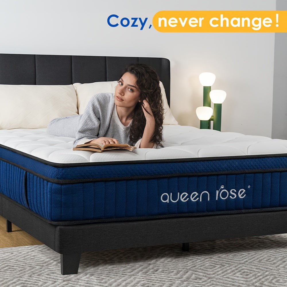 Queen Rose Hybrid Mattress 14 Inch Twin/ Full/ Queen/ King SIZE- Medium Soft- Memory Foam-Individually Pocket Innerspring-Mattress In A Box