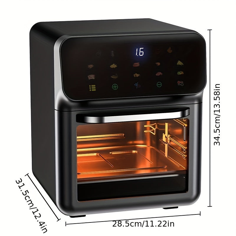 1350W 5D Hot Air 10L Family Air Fryer Oven - Stereoscopic Liner, 3 Modes, 18 Menus, Temp Control, Timer BBQ, Multi-Food, Home & Party, Versatile For Making Fries, Chicken, Steak, Pizza, Cakes Perfect For Home Cooking & Party