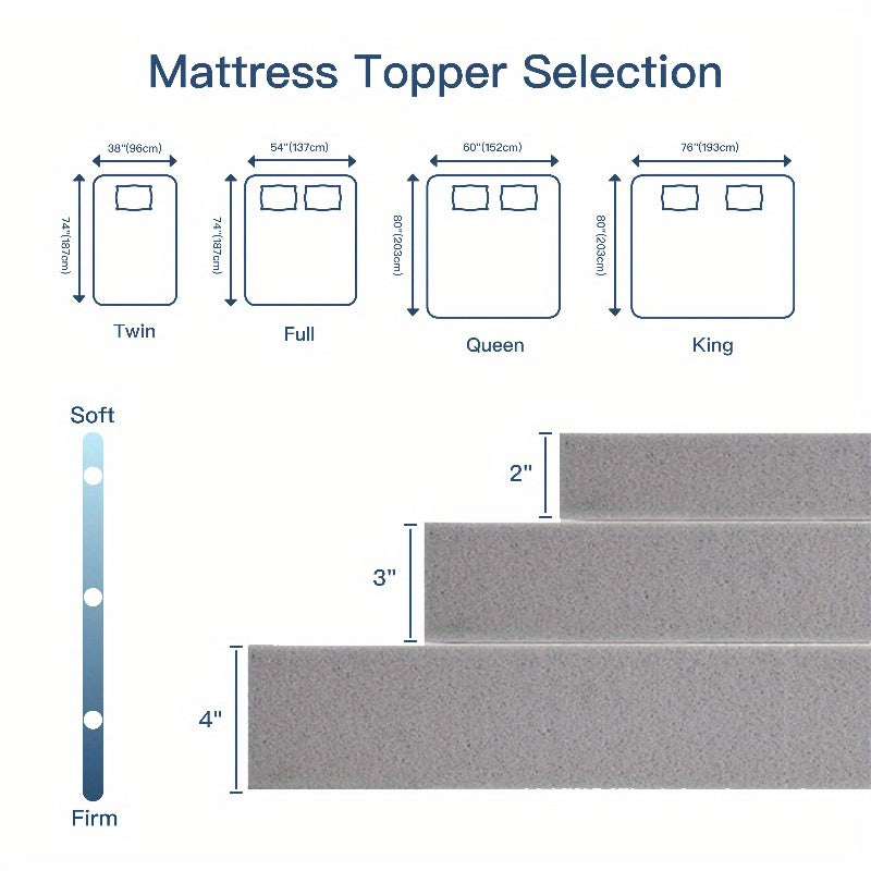 Mattress Topper 2 Inch 3 Inch 4 Inch, Firm Bamboo Memory Foam Cooling Mattress, Twin Full Queen King Size, Air-Conditioned Ventilated Mattress Pad, CertiPUR-US® Certified