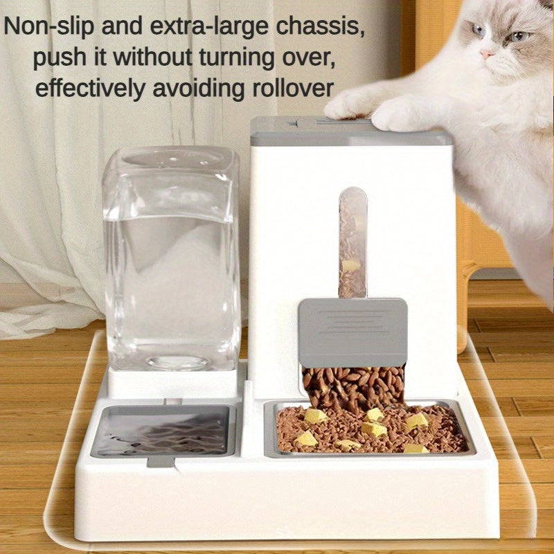 1pc Automatic Pet Feeder and Water Dispenser, Large Capacity Plastic Bowl for Cats and Dogs, Dry and Wet Separation, No Battery Required, Indoor Feeding System