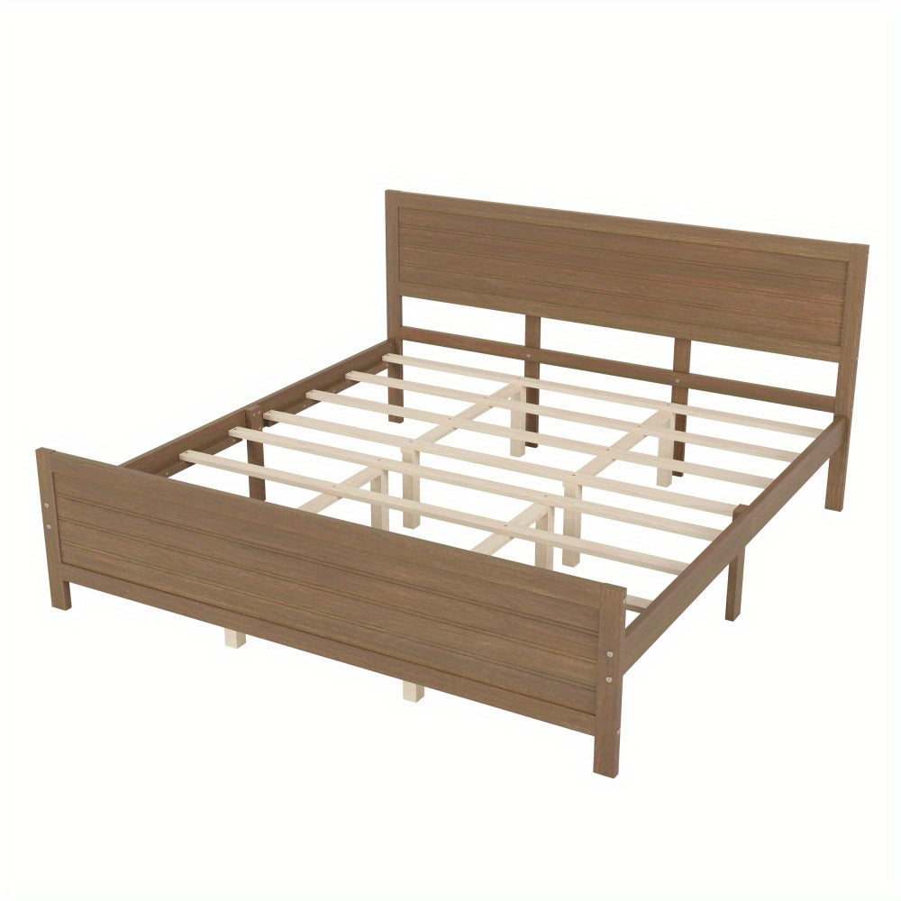 Queen/ Full/ King Size Platform Bed Frame with Headboard, Foundation with Support, No Box Spring Needed, King Size