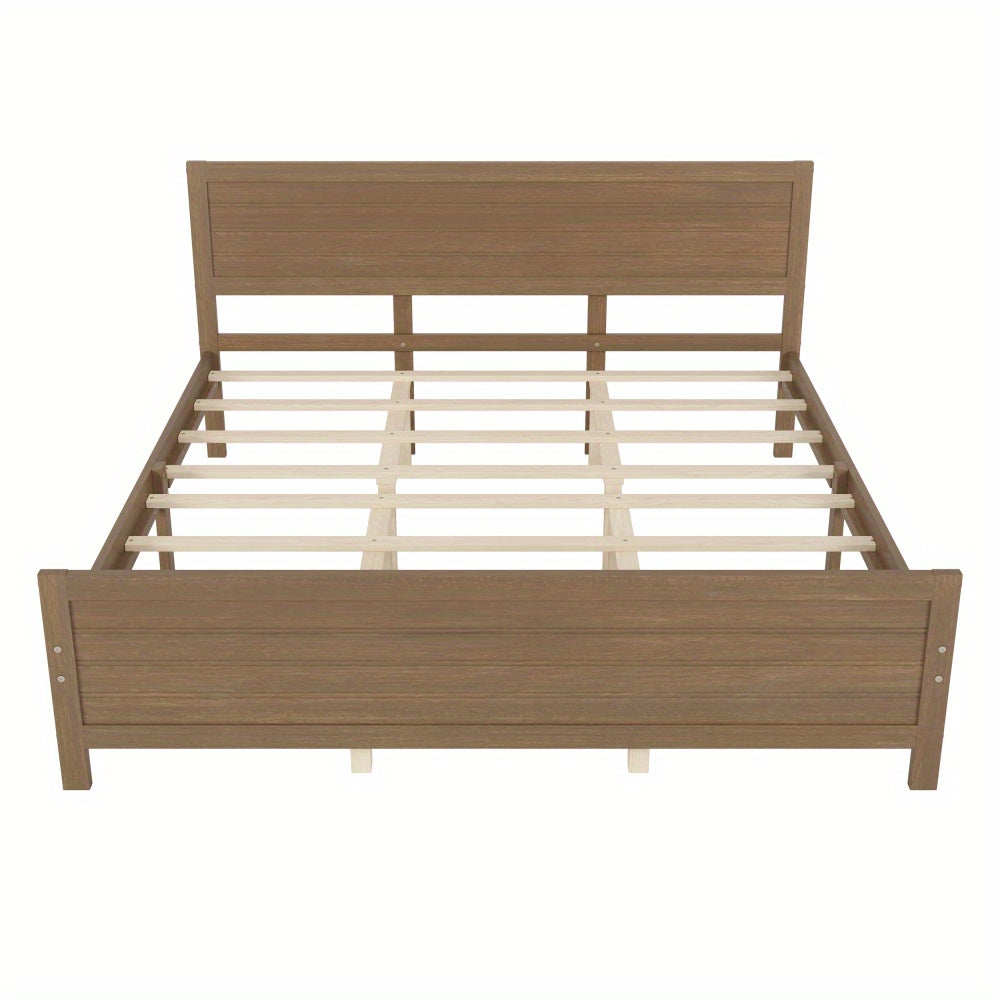 Queen/ Full/ King Size Platform Bed Frame with Headboard, Foundation with Support, No Box Spring Needed, King Size