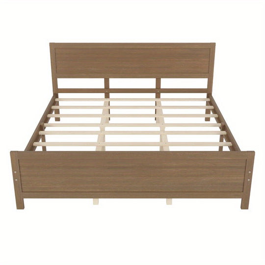 Queen/ Full/ King Size Platform Bed Frame with Headboard, Foundation with Support, No Box Spring Needed, King Size