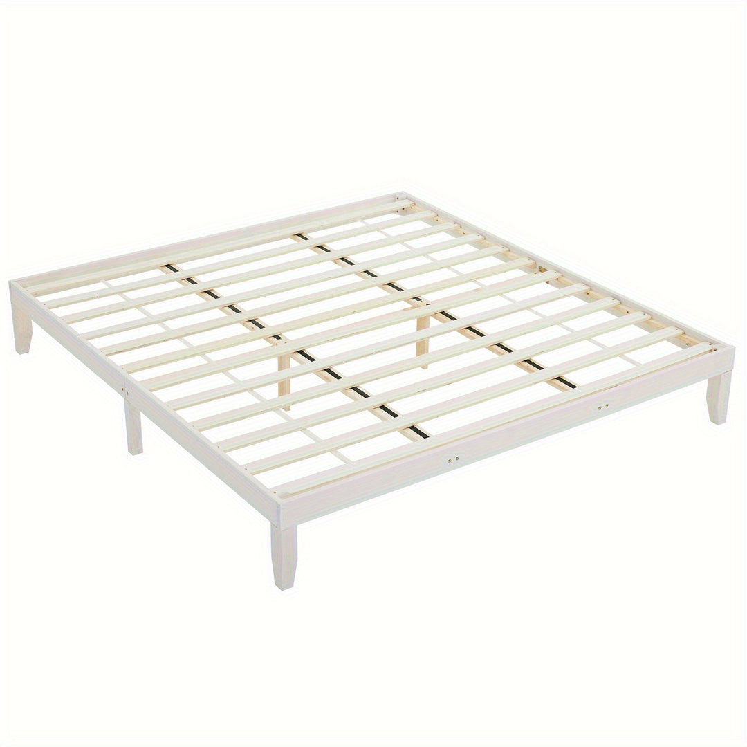 Bedroom Bed Frame, 12" Deluxe Wood Platform Bed Frame, Mattress Foundation, Natural Wood/ White/ Coffee Color Finish