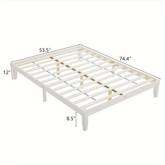 Bedroom Bed Frame, 12" Deluxe Wood Platform Bed Frame, Mattress Foundation, Natural Wood/ White/ Coffee Color Finish