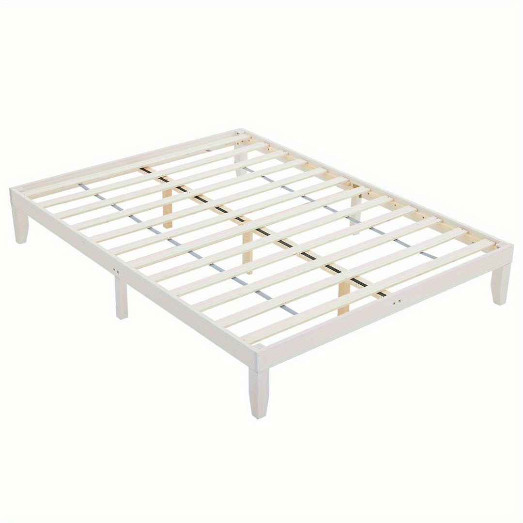 Bedroom Bed Frame, 12" Deluxe Wood Platform Bed Frame, Mattress Foundation, Natural Wood/ White/ Coffee Color Finish