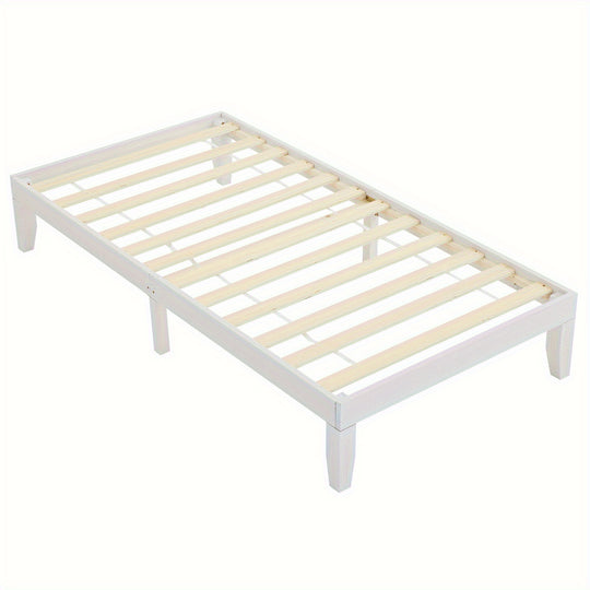 Bedroom Bed Frame, 12" Deluxe Wood Platform Bed Frame, Mattress Foundation, Natural Wood/ White/ Coffee Color Finish