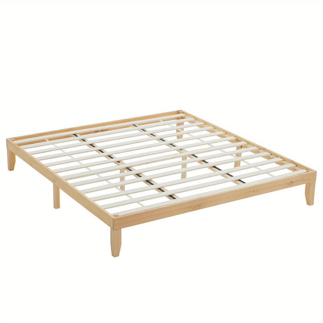 Bedroom Bed Frame, 12" Deluxe Wood Platform Bed Frame, Mattress Foundation, Natural Wood/ White/ Coffee Color Finish