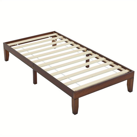 Bedroom Bed Frame, 12" Deluxe Wood Platform Bed Frame, Mattress Foundation, Natural Wood/ White/ Coffee Color Finish