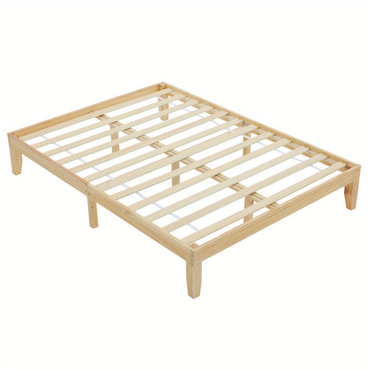 Bedroom Bed Frame, 12" Deluxe Wood Platform Bed Frame, Mattress Foundation, Natural Wood/ White/ Coffee Color Finish