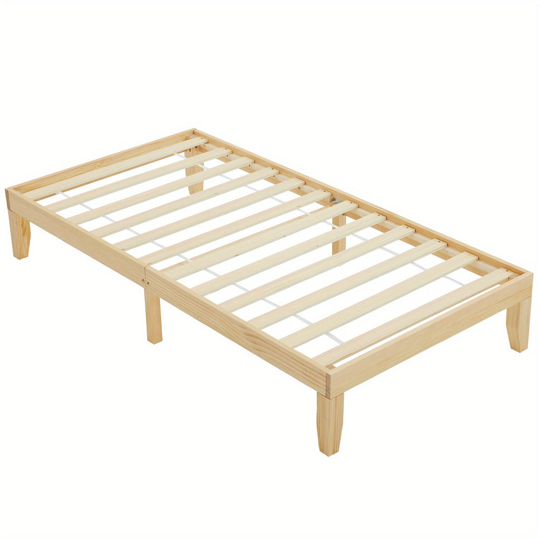 Bedroom Bed Frame, 12" Deluxe Wood Platform Bed Frame, Mattress Foundation, Natural Wood/ White/ Coffee Color Finish