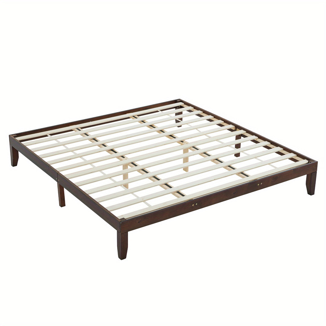 Bedroom Bed Frame, 12" Deluxe Wood Platform Bed Frame, Mattress Foundation, Natural Wood/ White/ Coffee Color Finish