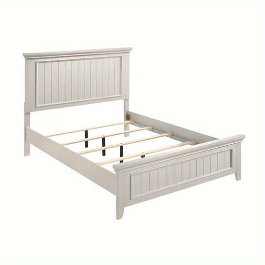 Farmhouse Style Full Size Panel Bed 1pc Classic White Finish Modern Bedroom Wooden Furniture