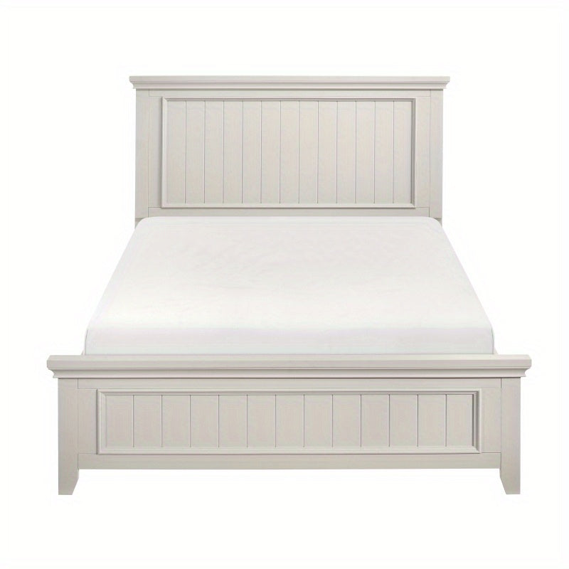 Farmhouse Style Full Size Panel Bed 1pc Classic White Finish Modern Bedroom Wooden Furniture