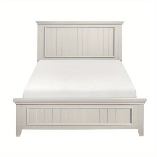 Farmhouse Style Full Size Panel Bed 1pc Classic White Finish Modern Bedroom Wooden Furniture