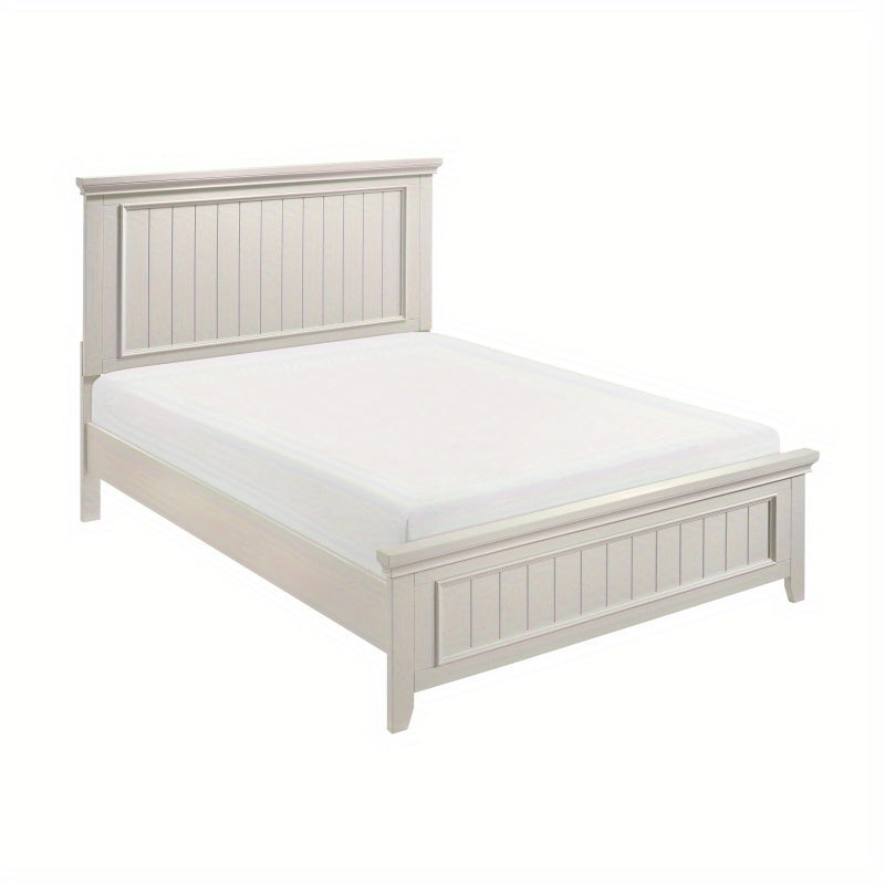 Farmhouse Style Full Size Panel Bed 1pc Classic White Finish Modern Bedroom Wooden Furniture