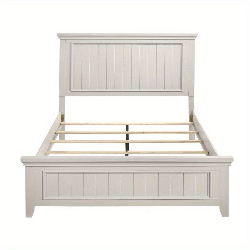 Farmhouse Style Full Size Panel Bed 1pc Classic White Finish Modern Bedroom Wooden Furniture