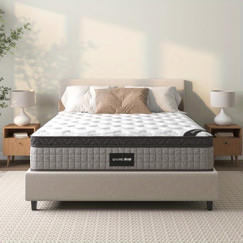 Assembled in USA - High Quality 12" Queen Diamond Innerspring Hybrid and Cooling Gel Memory Foam Mattress, Pressure Relief, and Motion Isolation, CertiPUR-US and Oeko TEX Certified