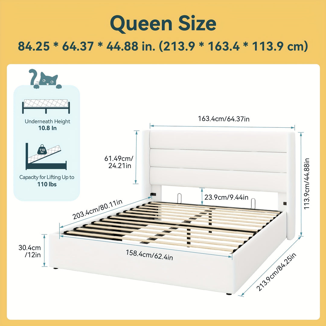 HOOMIC Lift Up Storage Bed, Hydraulic Storage, Noiseless, Full/Queen/King Size