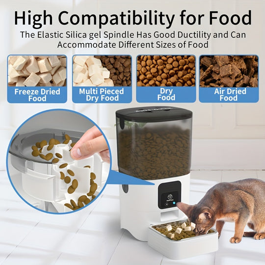 6L Large Capacity PAPIFEED Pet Intelligent Feeder - Automatic Cat Dog Food Dispenser with WiFi Timing and Dosing - Programmable, Easy to Clean, and Battery Backup