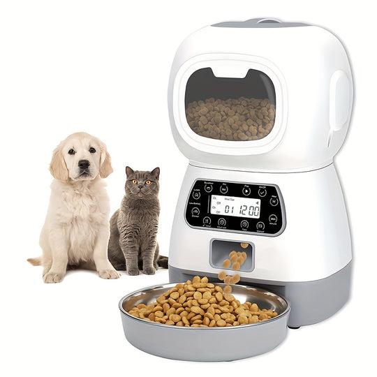 SmartServe 3.5L Pet Feeder - Timed Automatic Feeding, Visible Food Level, Easy-Clean, for Cats & Dogs