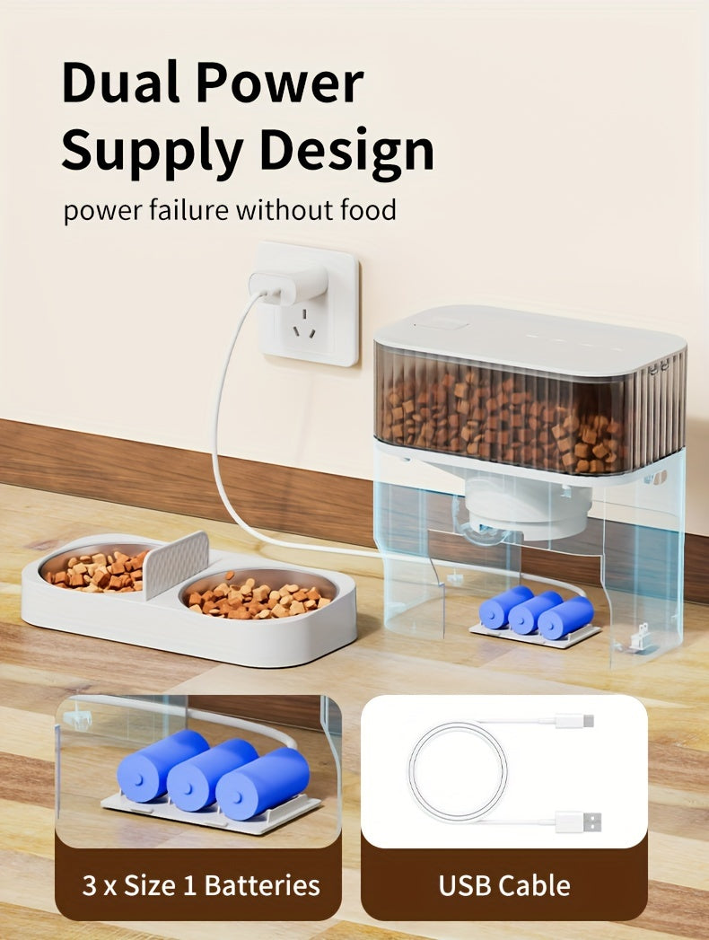 Large Capacity Automatic Dog Feeder, WiFi Cat Food Dispenser, with 1080P Camera, Can Feed 2 Cats and Dogs, 1.32gal Pet Feeder, APP Control, Two-way Audio, Dual Power, Three Versions, Ideal Gift for Pet Owners Does not include