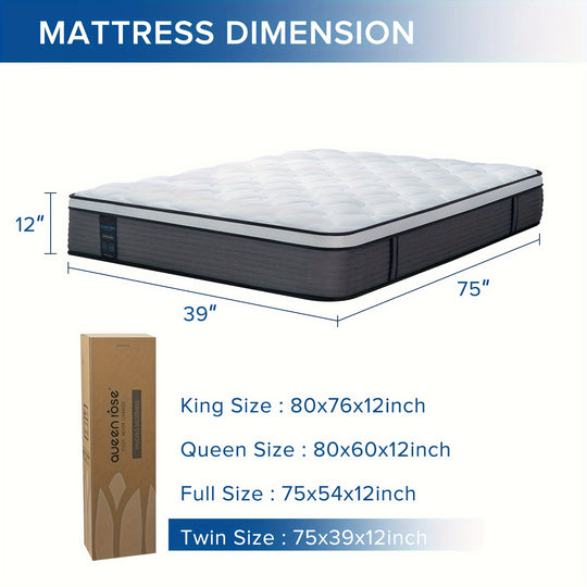 QUEENROSE Mattress, 12 Inch/14 Inch Hybrid Mattress With Innerspring, CertiPUR-US Certified, Medium Firm, Bed Mattress For Back Pain & Pressure Relieve