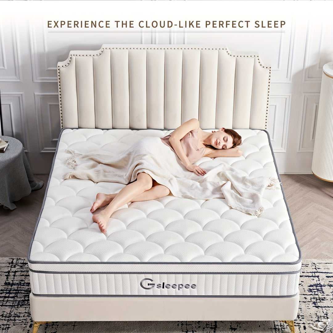 Gsleepee Full/Queen/King Size Mattress, 10inch/12inch Gel Memory Foam Topper Mattress, Individually Inner Spring Hybrid Mattresses, Medium Firm in a Box.