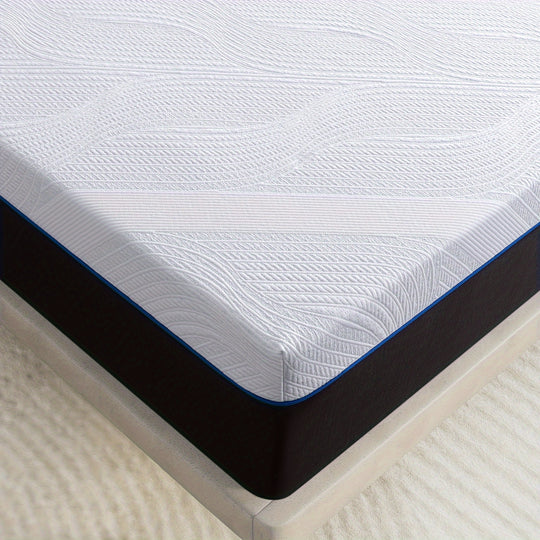 10" Queen White Striped Top Fabric Gel Memory Foam Mattress