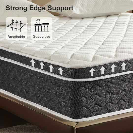 14inch Gel Memory Foam Coils Innerspring Hybrid Mattress, CertiPUR-US Certified, Pressure Relief & Support, Medium Firm