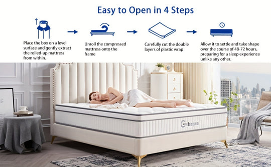 Gsleepee Full/Queen/King Size Mattress, 10inch/12inch Gel Memory Foam Topper Mattress, Individually Inner Spring Hybrid Mattresses, Medium Firm in a Box.