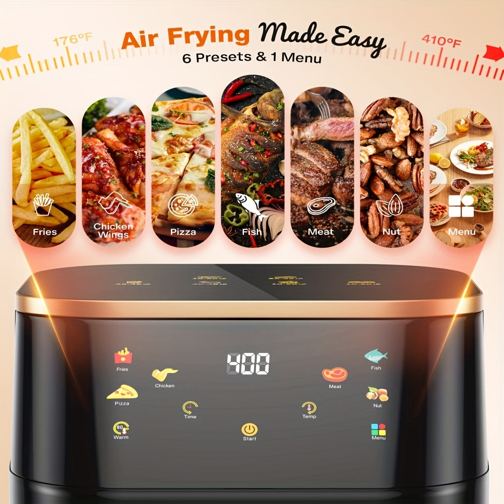 10Qt Stainless Steel Air Fryer with 8 Preset Recipes & Manual Adjustments - Quick & Easy Meal Prep, Smart Touch Screen, Dishwasher-Safe, 110V US Plug - Ideal for Family Cookouts & Parties, Party Cooking Appliance|Modern Kitch