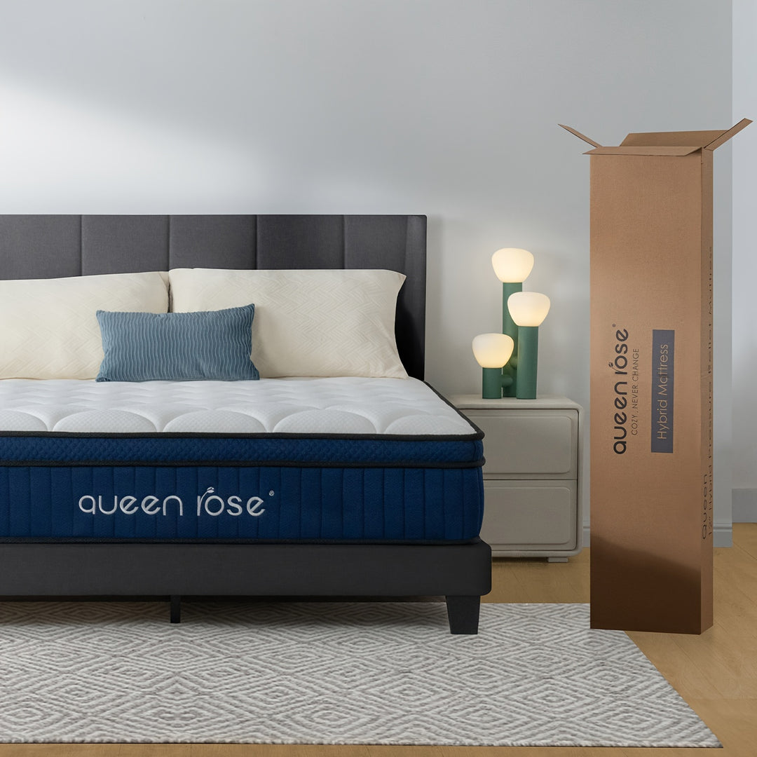 Queen Rose Hybrid Mattress 14 Inch Twin/ Full/ Queen/ King SIZE- Medium Soft- Memory Foam-Individually Pocket Innerspring-Mattress In A Box