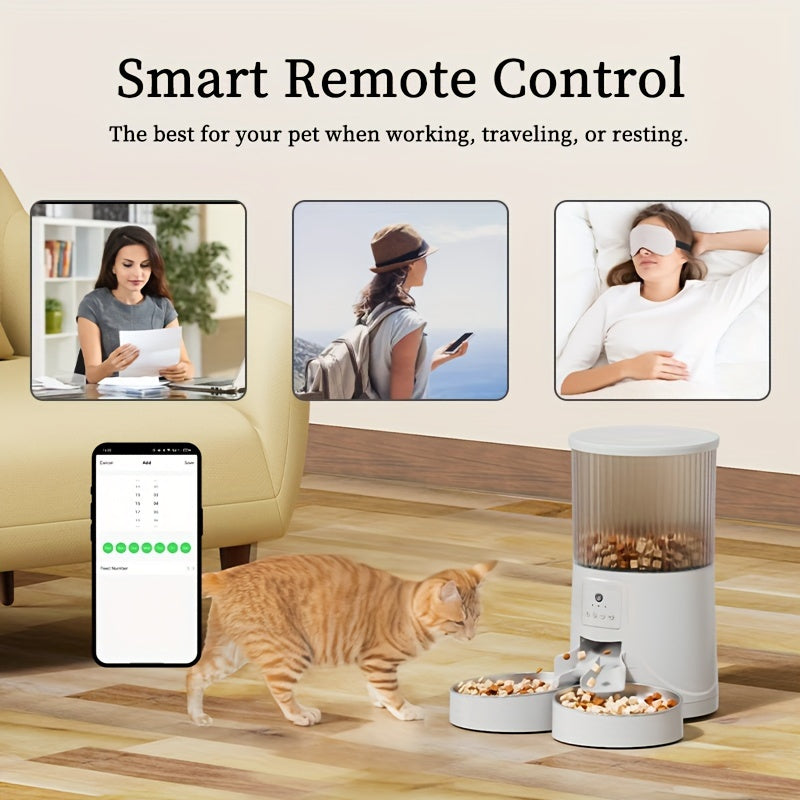 HD Camera Intelligent Pet Automatic Feeder with APP Control, Timed Feeding, Remote Voice & Video Interaction, Feeding Record Tracking, and Real-Time Updates