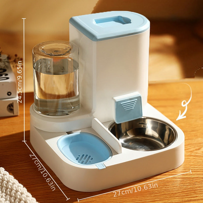 2-in-1 Large Capacity Automatic Pet Feeder - Self-Sustaining Food and Water Station with Dispenser for Indoor Cats - Convenient, Space-Saving, and Easy-to-Use Feeding Solution