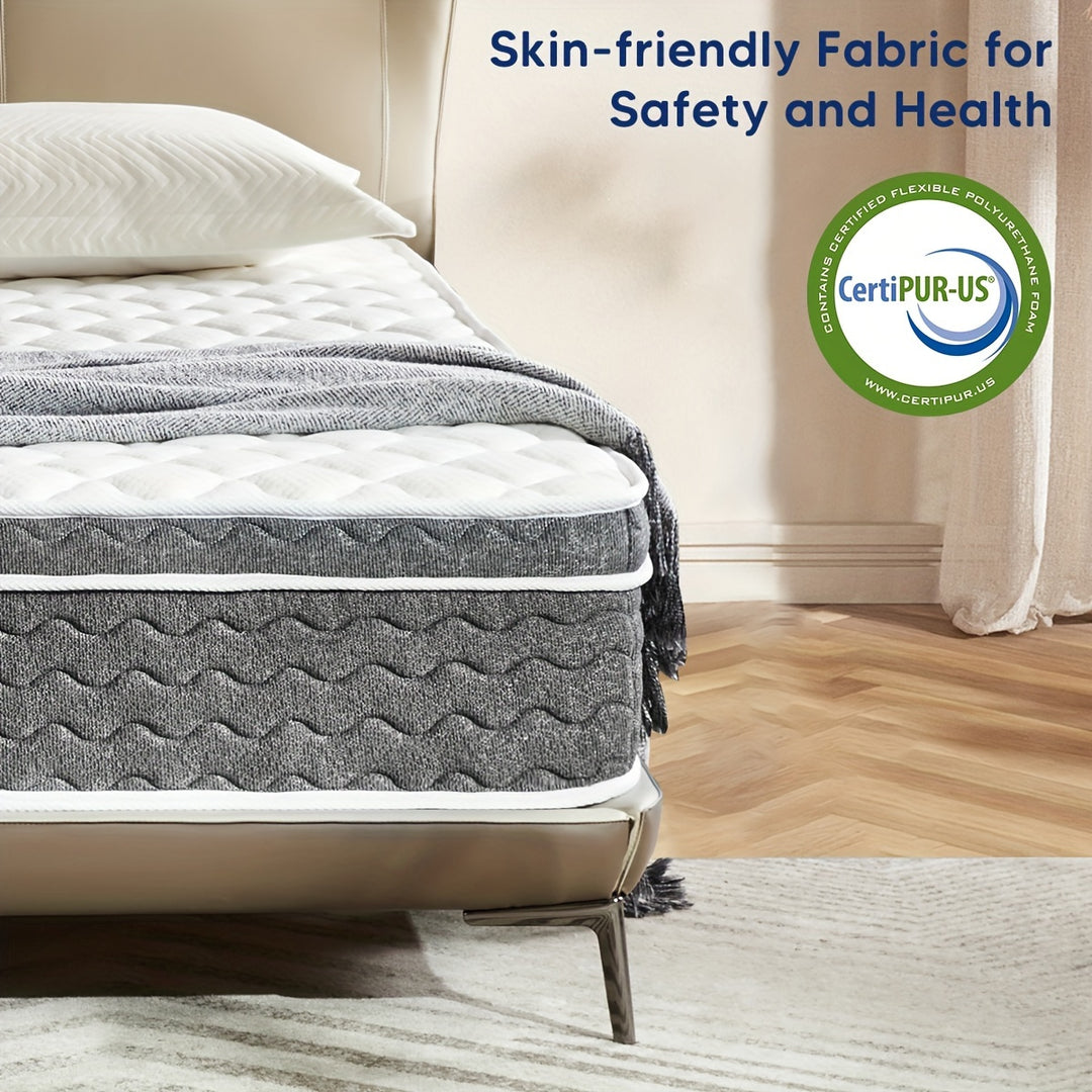 14" Gel Memory Foam Hybrid Mattress - Resistant Pillow Top With Individually Pocketed Springs For A Medium Feel, Pressure Relieving, Breathable, Cooling Comfort -CertiPUR-US Certified