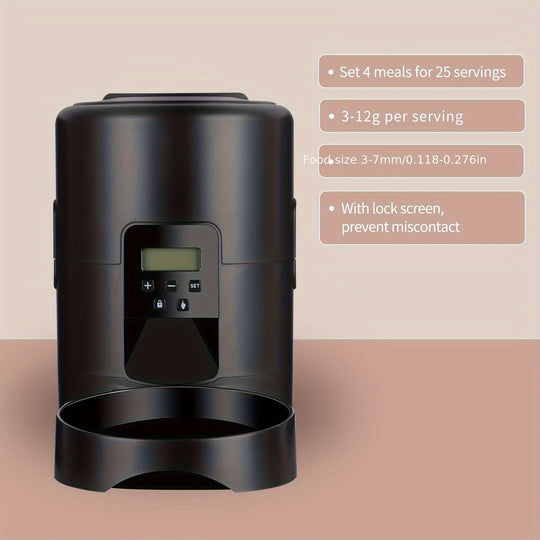 1pc 2L Automatic Smart Pet Feeder for Cats and Dogs, Dual Power Mode, Timed and Button Control, Intelligent Food Dispenser, Easy Clean, ≤36V - Ideal for Traveling and Working